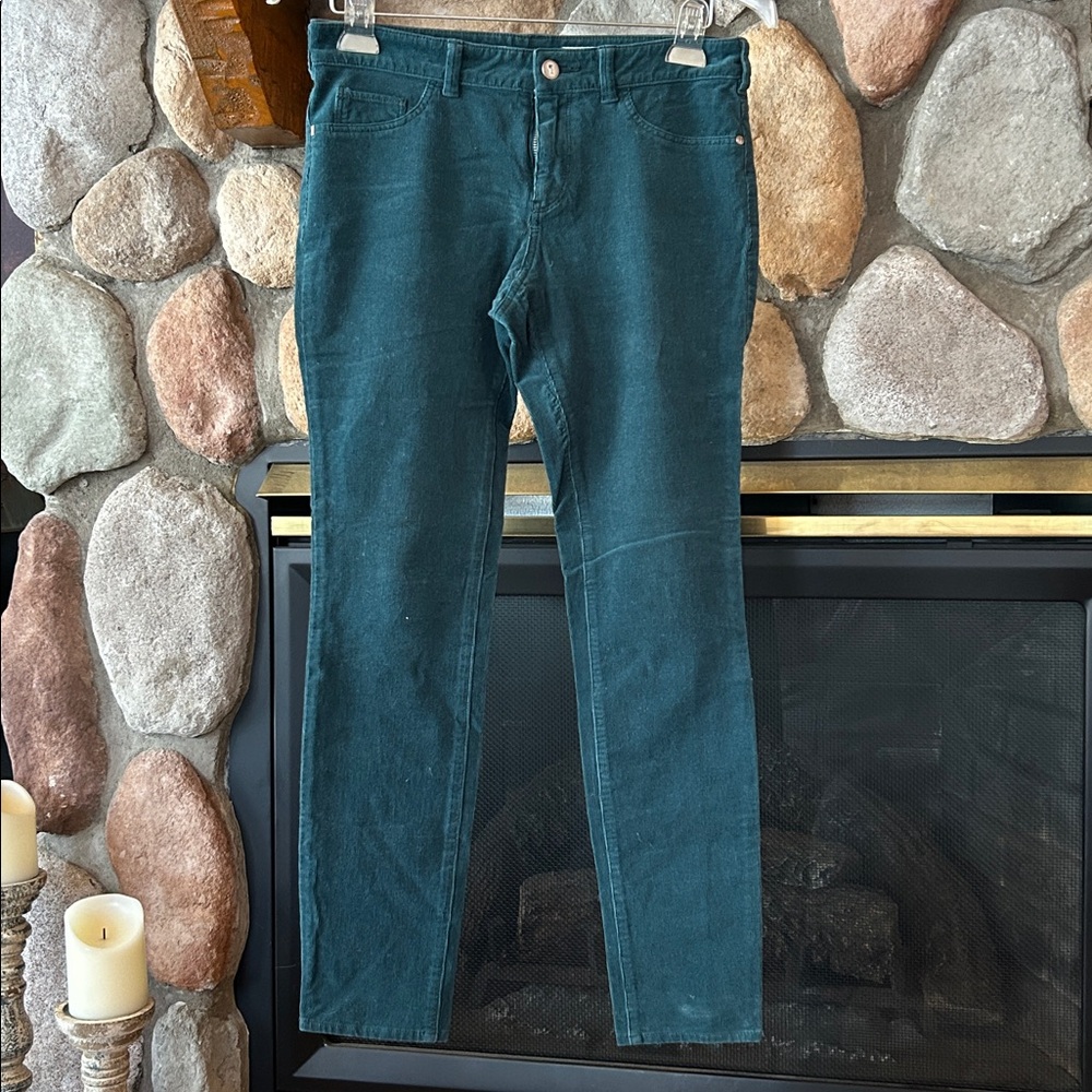 Pilcro Blue Corduroy Serif Skinny Stretch Pants, Size 6P/28P